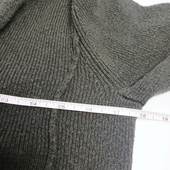 Free People Emerald Green Asymmetrical Zip Lace Panel Hooded Cardigan Sweater M - Picture 7 of 7